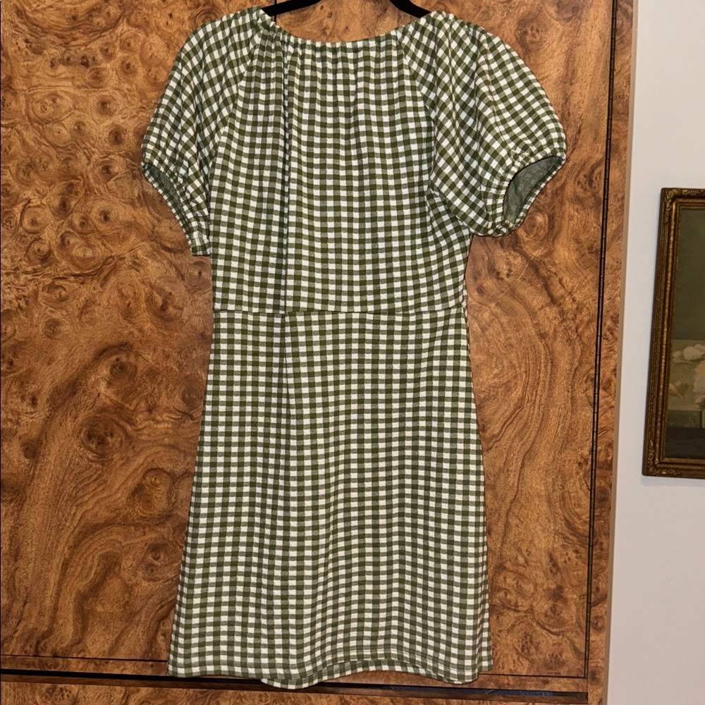 Madewell Green and White Gingham Mini Dress - Picture 5 of 5